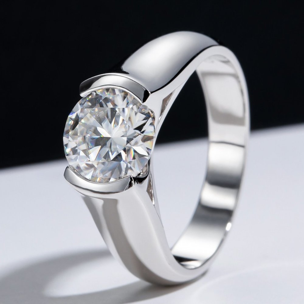 Certified 2 ct. t.w. Moissanite Diamond Engagement Ring NEW